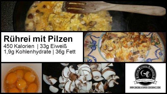 Fitness Abendessen Rührei mit Pilzen